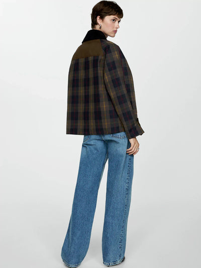 Plaid Straight-Cut Women's Jacket